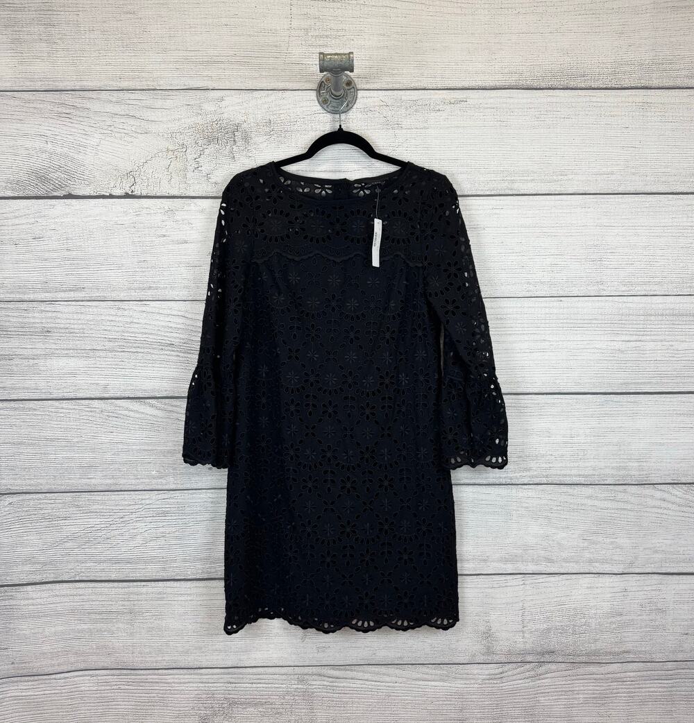 J.Crew Women's Black Eyelet Embroidered Bell Sleeve Mini Dress Size 4